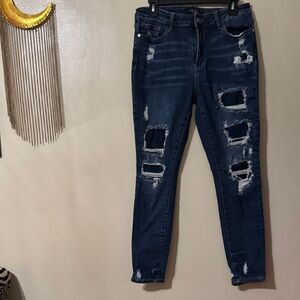Judy Blue Dark Distressed Skinny Jeans